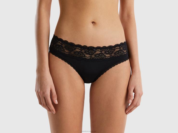 Stretch Underwear With Lace B4BF4332 Benetton Women Black