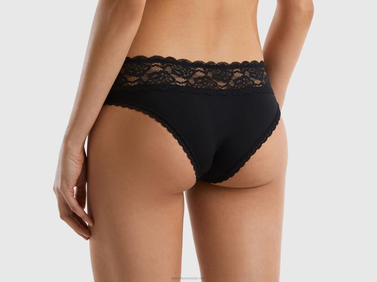 Stretch Underwear With Lace B4BF4332 Benetton Women Black