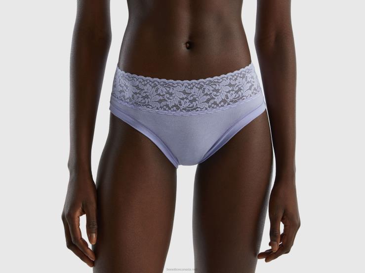 Underwear With Lace In Super Stretch Organic Cotton B4BF992 Benetton Women Lavender