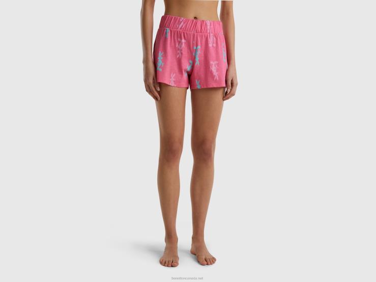 Bugs Bunny Shorts B4BF4221 Benetton Women Fuchsia