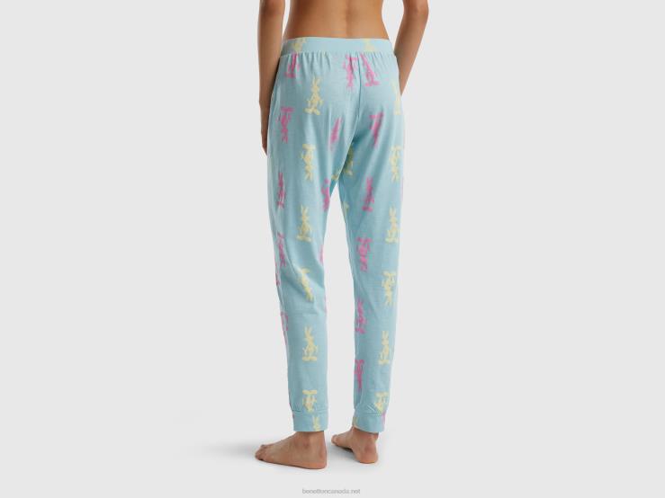 Bugs Bunny Trousers B4BF4269 Benetton Women Light Blue