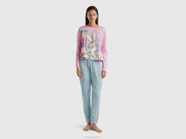 Bugs Bunny Trousers B4BF4269 Benetton Women Light Blue