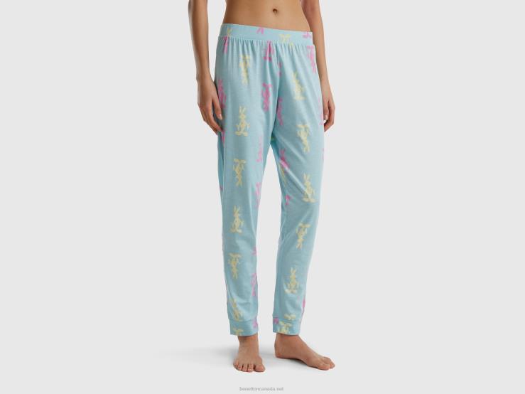 Bugs Bunny Trousers B4BF966 Benetton Women Light Blue