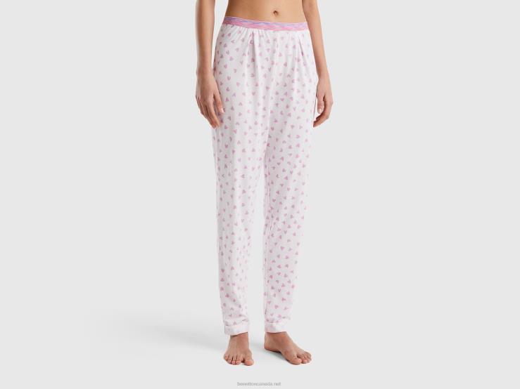 Heart Trousers In Warm Cotton Blend B4BF977 Benetton Women Pink