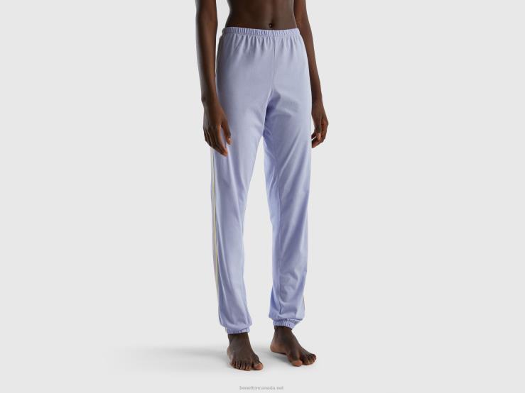 Trousers In Long Fiber Cotton B4BF1013 Benetton Women Lavender