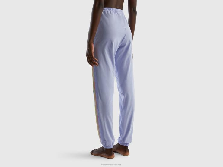 Trousers In Long Fiber Cotton B4BF4275 Benetton Women Lavender