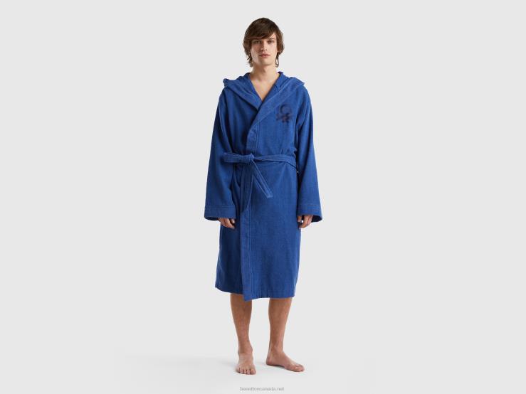 Bathrobe In Organic Cotton B4BF921 Benetton Women Dark Blue