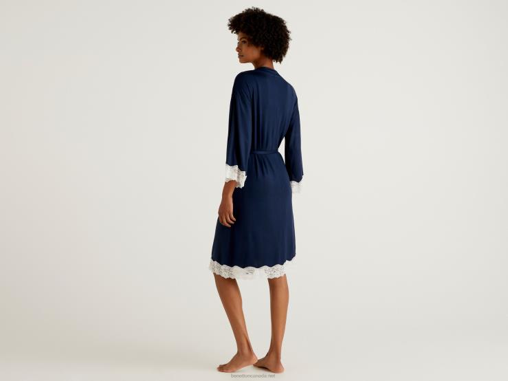 Nightgown With Lace Detail B4BF1066 Benetton Women Dark Blue