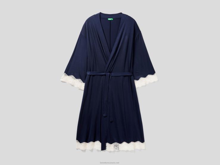 Nightgown With Lace Detail B4BF1066 Benetton Women Dark Blue