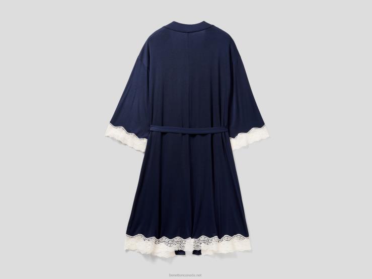 Nightgown With Lace Detail B4BF1066 Benetton Women Dark Blue