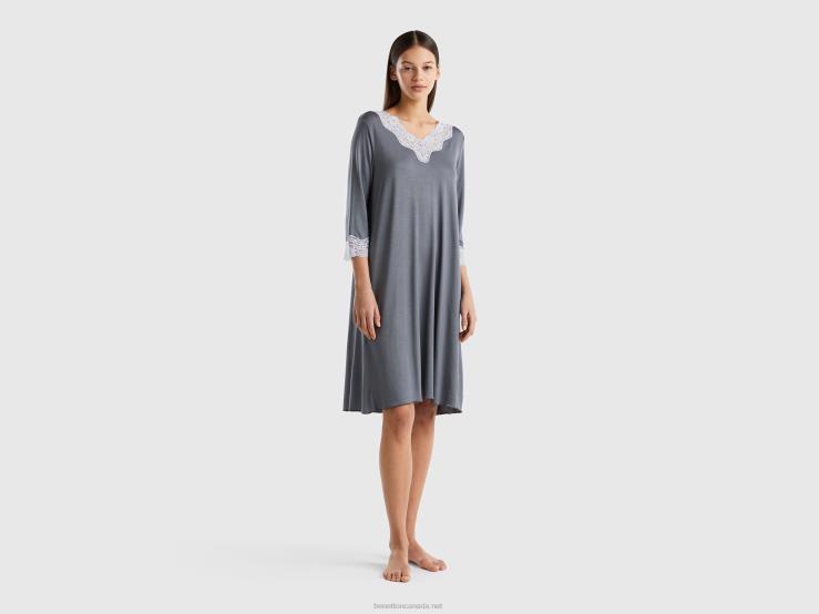 Nightshirt With Lace Details B4BF994 Benetton Women Gray