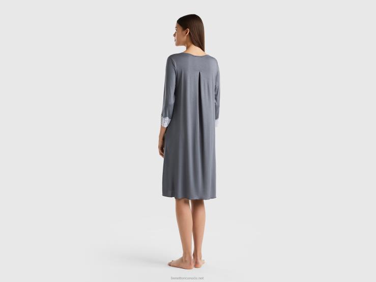 Nightshirt With Lace Details B4BF994 Benetton Women Gray