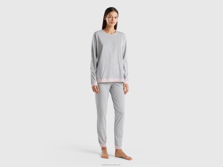 Pyjamas In Long Fiber Cotton B4BF4345 Benetton Women Light Gray