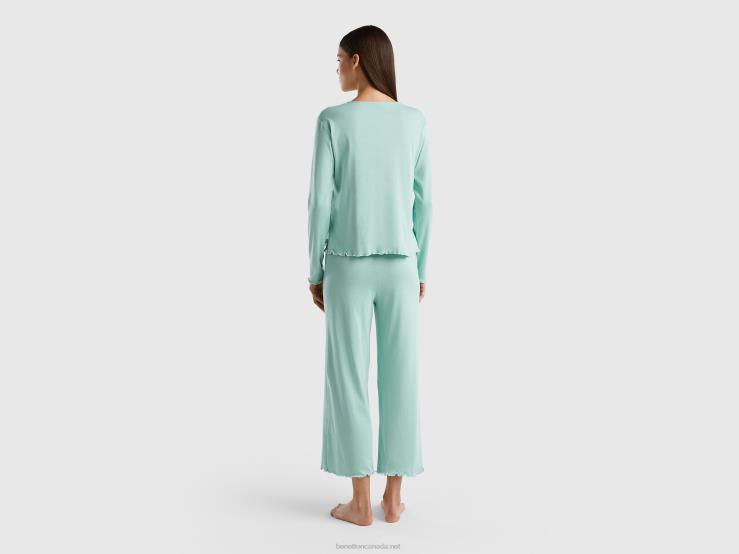 Pyjamas In Long Fiber Cotton B4BF956 Benetton Women Green