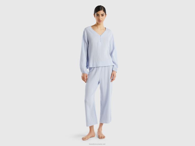 Pyjamas In Warm Cotton B4BF964 Benetton Women Sky Blue