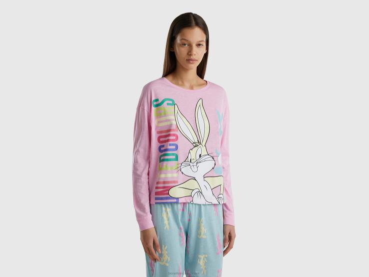 Bugs Bunny & Lola T-Shirt B4BF4268 Benetton Women Pink