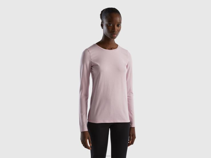 Long Sleeve Super Stretch T-Shirt B4BF4196 Benetton Women Lilac