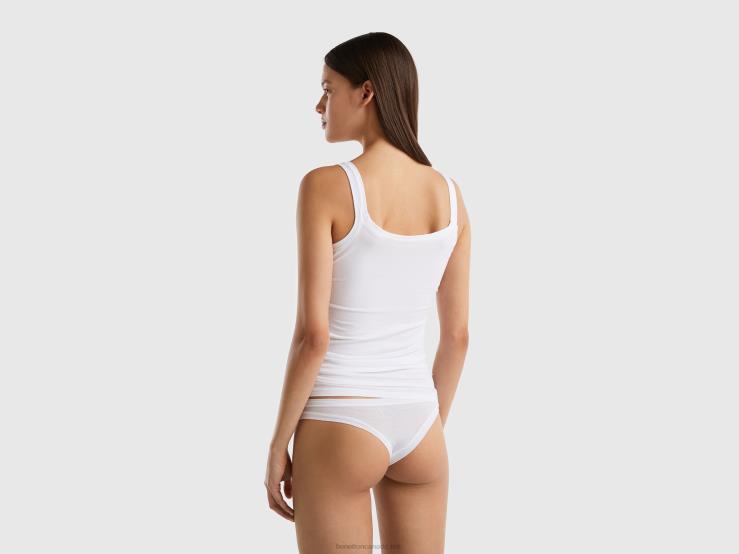 Tank Top In Super Stretch Organic Cotton B4BF1098 Benetton Women White