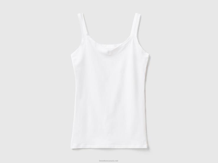 Tank Top In Super Stretch Organic Cotton B4BF1098 Benetton Women White