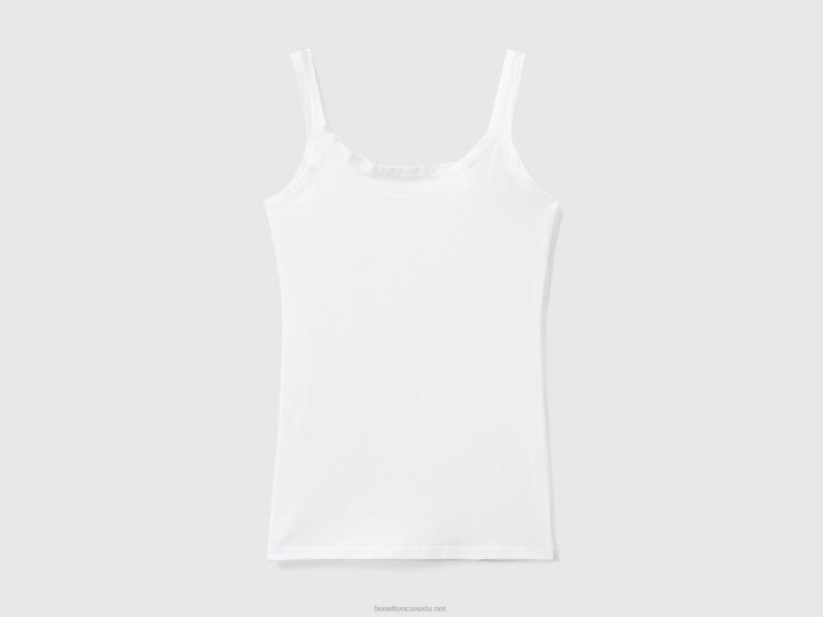 Tank Top In Super Stretch Organic Cotton B4BF1098 Benetton Women White